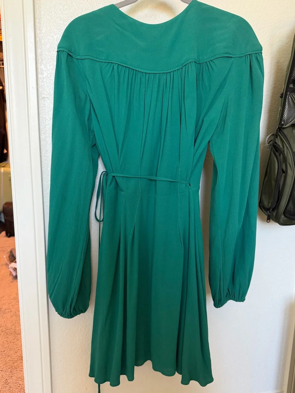 Free People Teal Green Long Sleeve Wrap Mini Dress